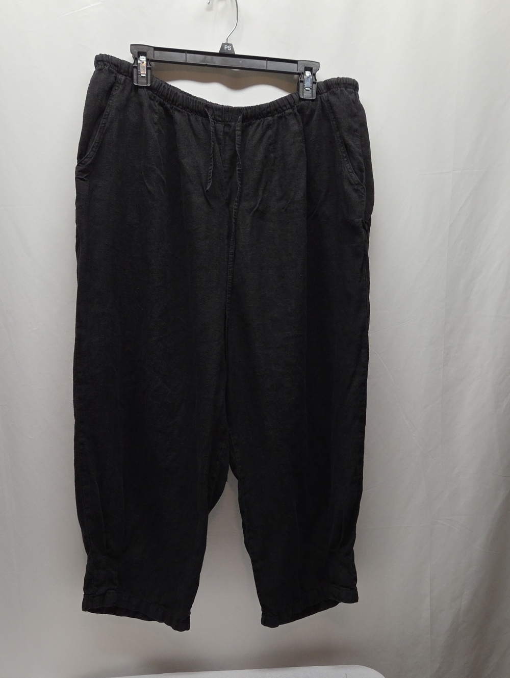 Wide Leg Elastic-Waist Black Women's Pants 100% Linen Boho Laganlook Culotts